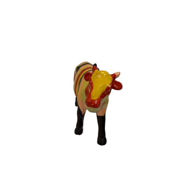 Vintage 1975 K’s Collection Abstract Striped Cow Figurine Hand Painted - Picture 3 of 7